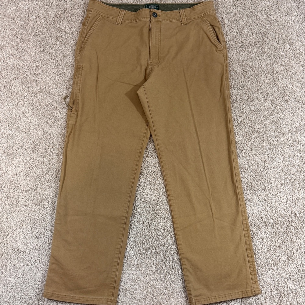 GH Bass Canvas Work Pants Mens 35x29 Tan Good Straight Leg Utility Carpenter